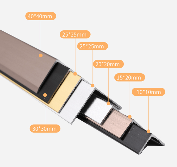 Corner Aluminium Tile Edging Strip Rectangle Wall Decoration Protection