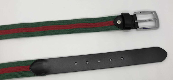 Genuine Leather Ending Mix Color Fabric Stretch Elastic Cotton Men Waist Belt For Jeans