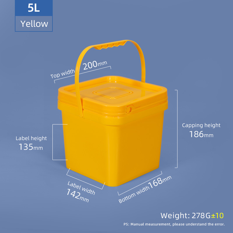 Square Water Food Safe Plastic Buckets With Lid 10 Gallon 20ltr Clear White