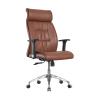 Buy cheap 3D Armrest Brown Leather Executive Leather Office Swivel Chairs SGS Aluminum Alloy from wholesalers