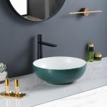 Polished Surface Counter Top Bathroom Sink Smooth Easily Maintain Round Ceramic