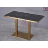 Buy cheap Stainless Steel Rose Golden Restaurant Dining Table Luxury Marble Top with Golden Seam from wholesalers
