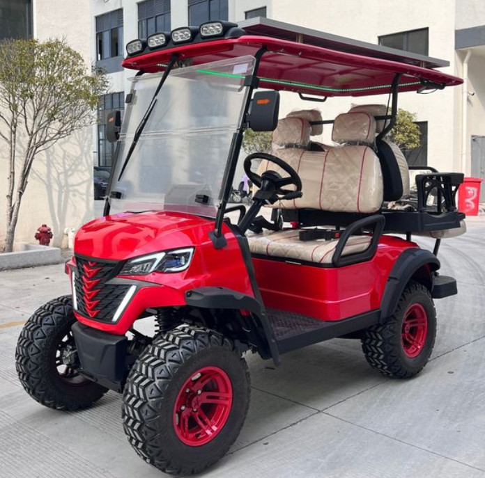 Red Modern 4 Seater Golf Cart for Family Outings and Group Tours Ground clearance 235mm