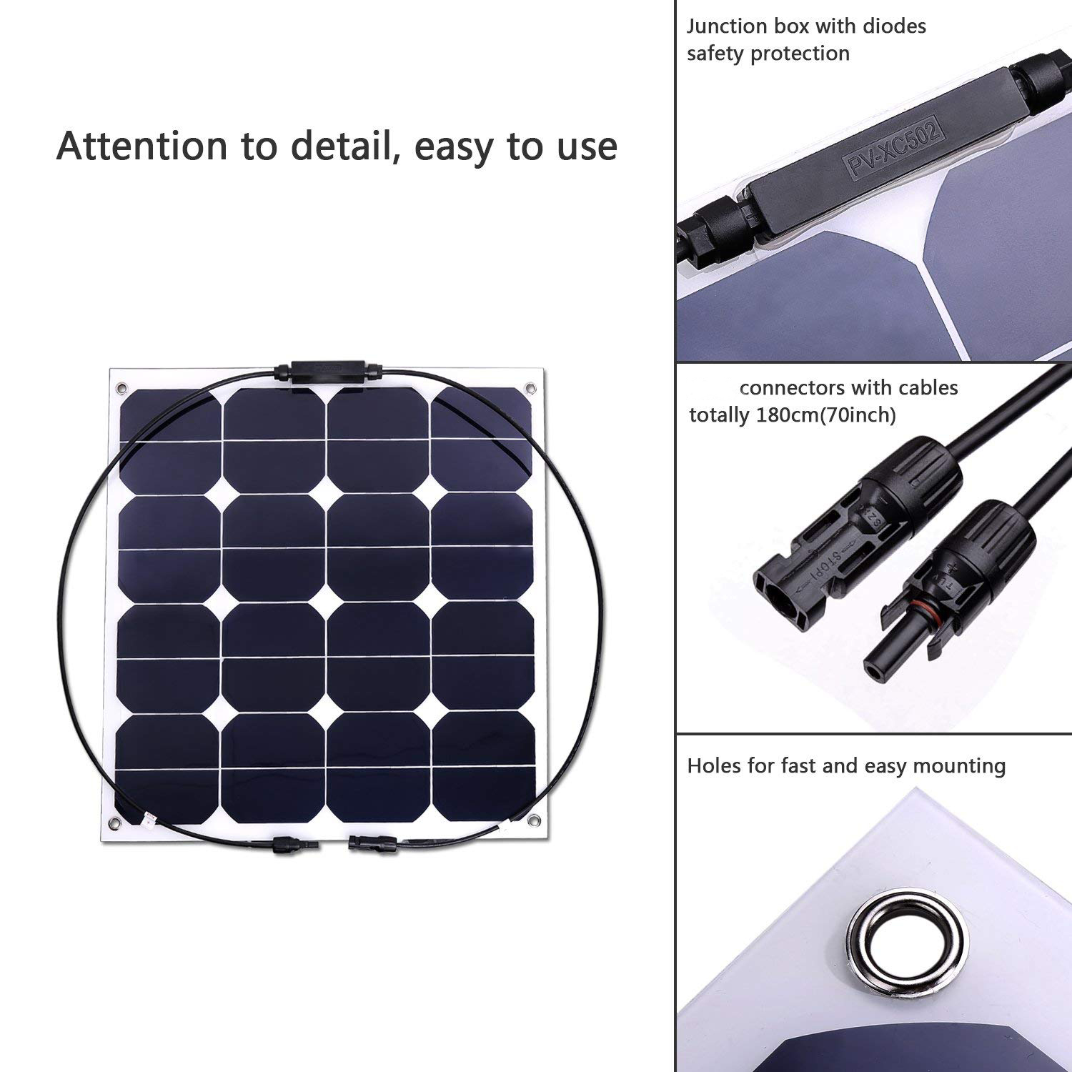 Flexible 18v 50w Solar Panel Curved Soft Thin Film Solar Panel C60 Cell