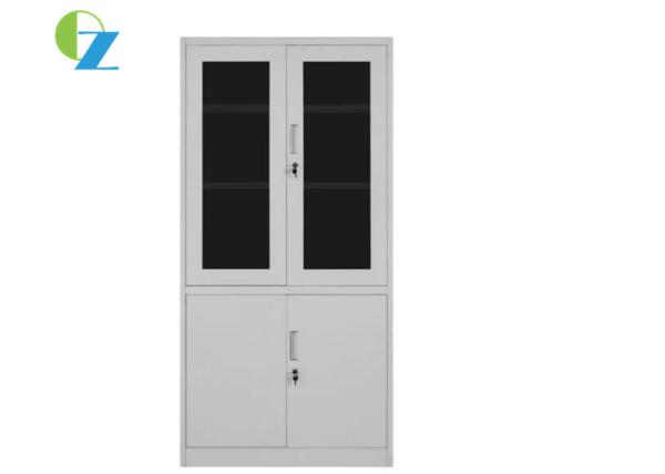 Buy cheap Glass Four Door Steel Office Cupboard , Lockable Metal Cupboard With 2 Handle from wholesalers