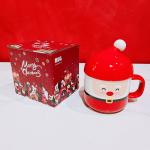 Cute Glossy Ceramic Anniversary Gift Mugs Santa Shape For Christmas Festival
