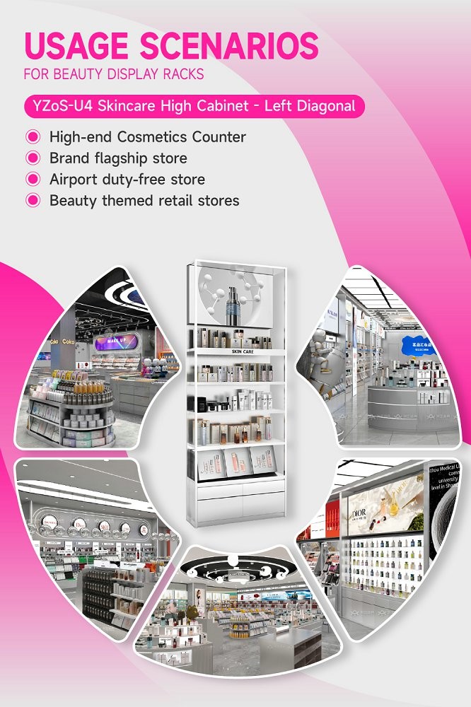 YZoS-U4 900*60*540 Full-Edge Light Box Skincare Display Cabinet with Top Hinges