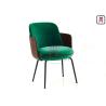 Buy cheap Armrests Comfortable Restaurant Chairs Upholstered Fabric With Black Iron Feet from wholesalers