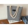 Buy cheap Large Striped Canvas Tote Bag For Travel / Office / Daily Casual Occasion from wholesalers