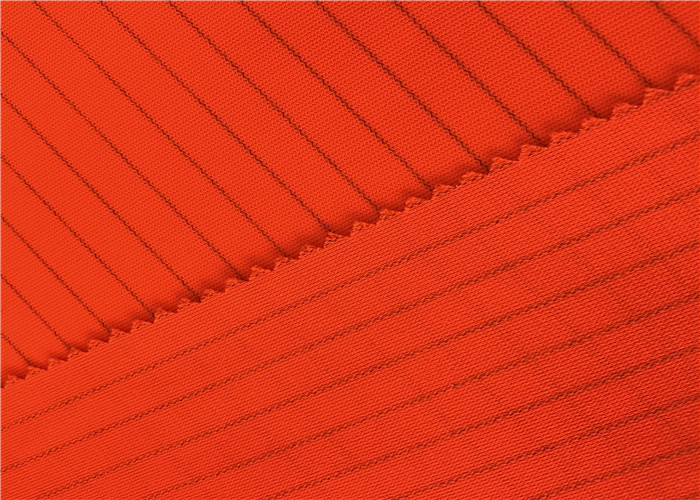 Fluorescent Conductive Fabric Stripe Anti Static Knitted 99% Polyester 1% AS