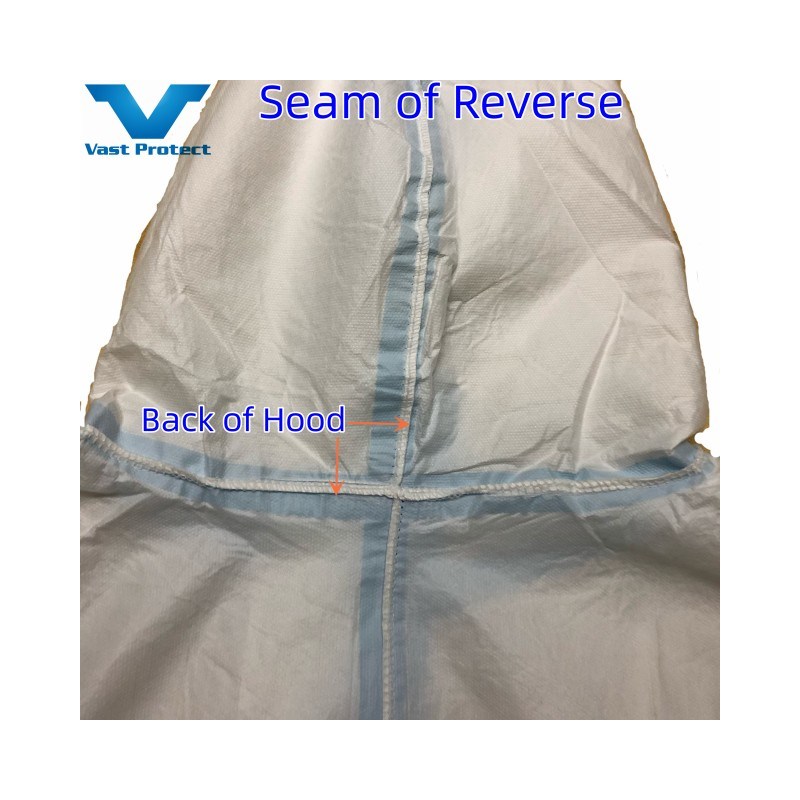 Light Disposable White Blue Sealed Seam Microporous Coat Without Boots-Cover