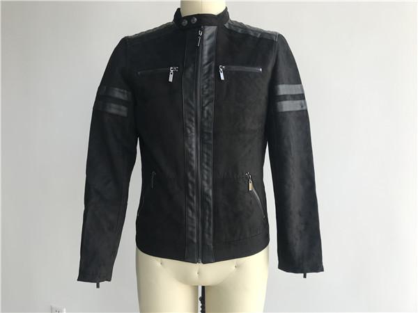 Buy cheap Black Color Polyester Suede Pleather Biker Jacket Lightweight For Mens TW58569 from wholesalers