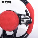 Red Suede Leather Mercedes Benz Steering Wheel Carbon Fiber LED Smart