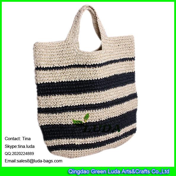 Buy cheap LUDA fashion striped handbags paper straw crochet straw tote bag wholesale from wholesalers