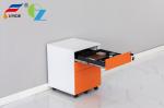3 Drawers Metal Steel Office Cabinet White A4 / F4 File Drawer Mobile Pedestal