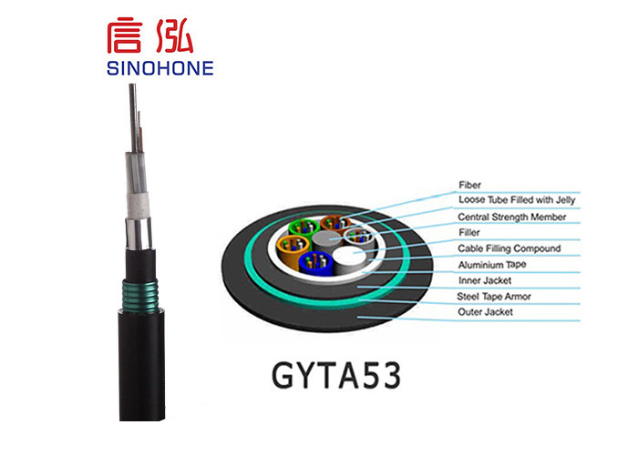 53 Direct Burial Armored Fiber Optic Cable Single Mode Moisture Proof