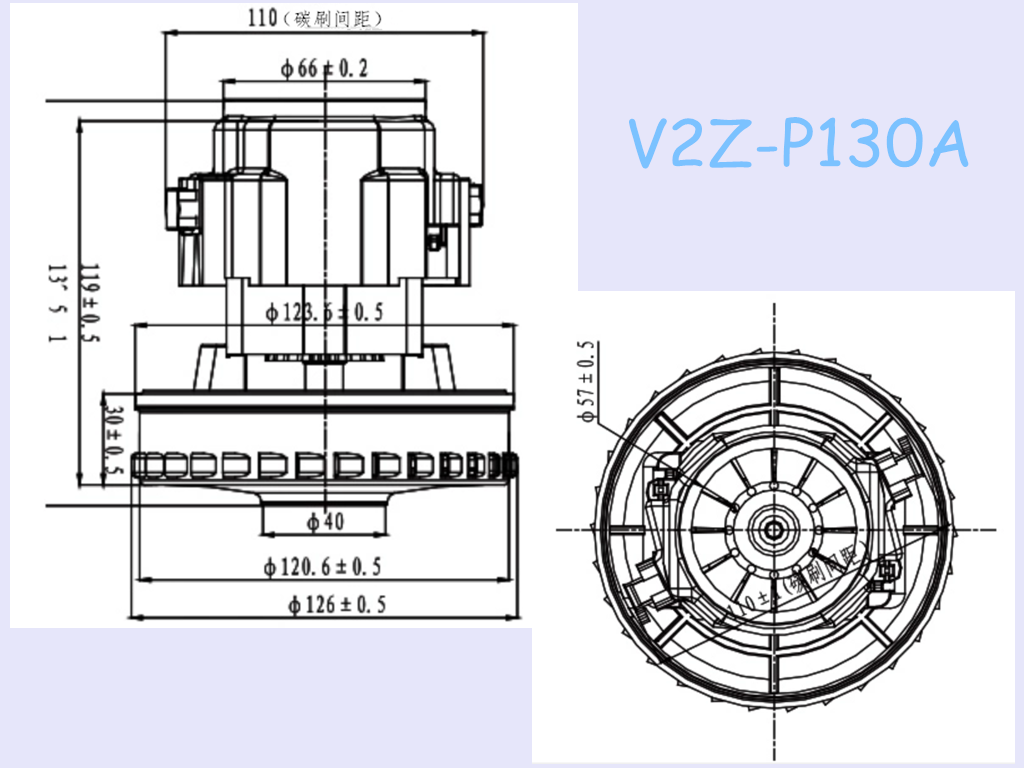Household AC 230V 50HZ V2Z Vacuum Cleaner Electric Motor