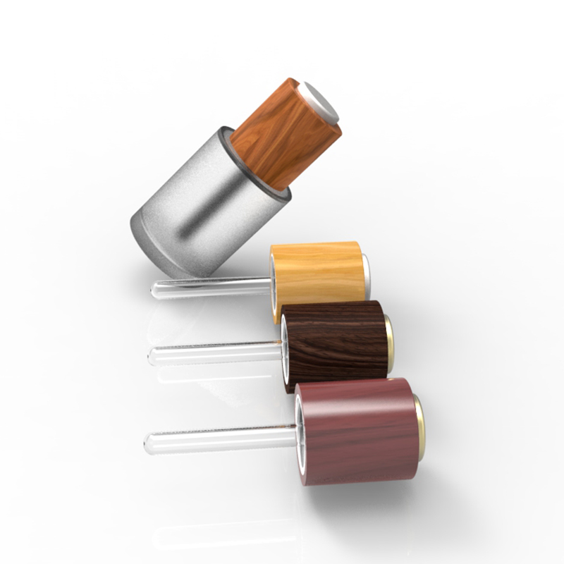 Plastic Cap Included 18mm 20mm 24mm Bamboo Wood Press Button Dropper for Essential Oil Bottle