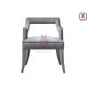 Buy cheap Hollowed Backrest Wood Restaurant Chairs Fully Upholstered In Gray Color Velvet from wholesalers