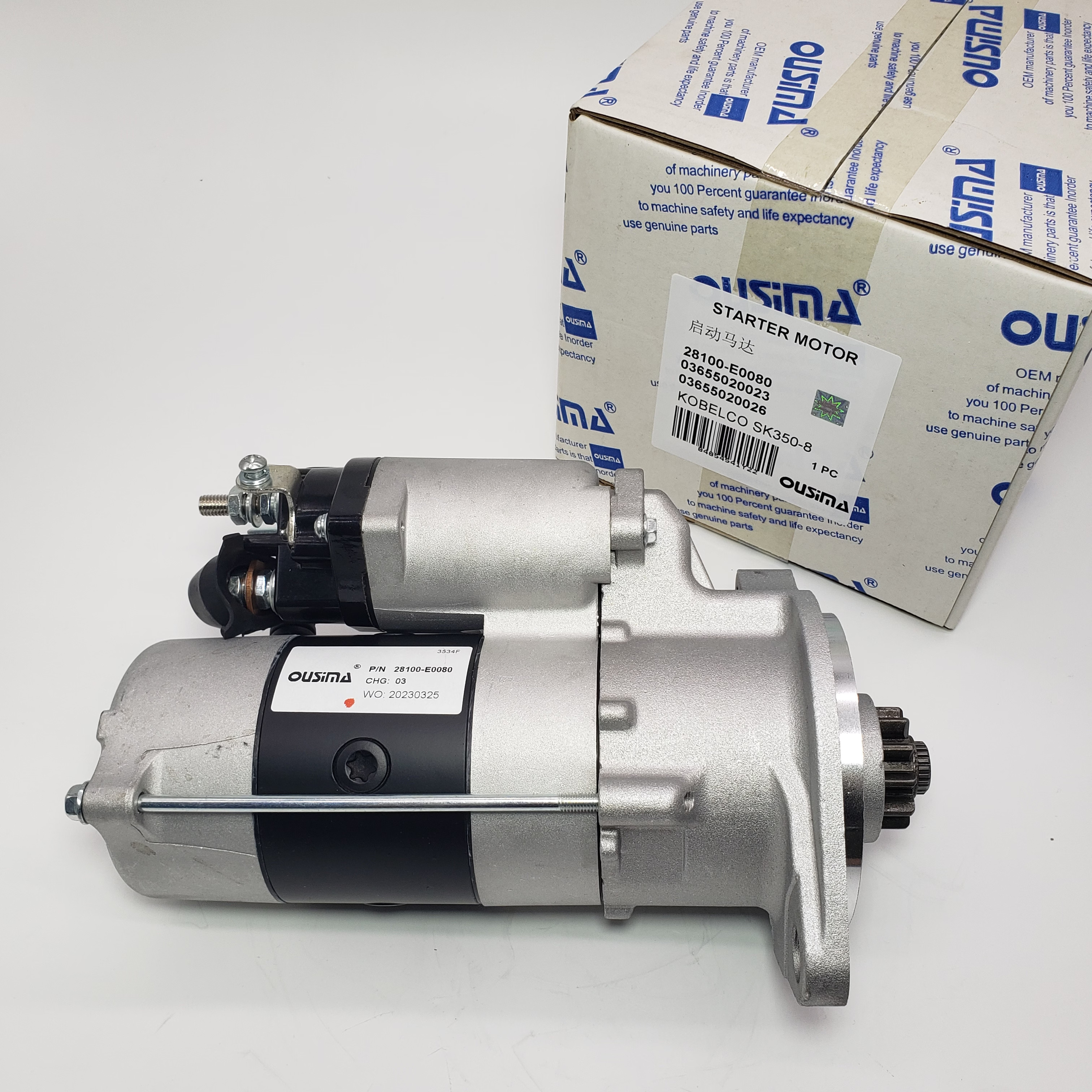 28100-E0080 Starter Motor 03655020023 03655020026 For Kobelco SK350-8