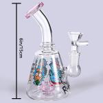 Stock Supply 6'' Glass Bong Smoking Water Pipe 18mm Pink Adequate