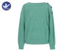 Buttons On Shoulder Womens Knit Pullover Sweater Boat Neck Pass Social Audit