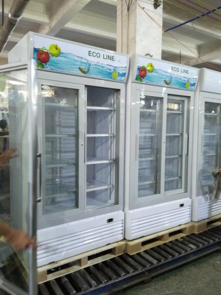 Vertical Frost Free Sliding Door Display Beverage Refrigerator / Glass Door