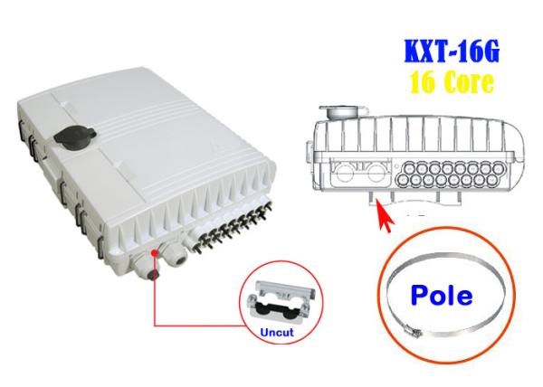 Buy cheap 2 Into 16 Out Overhead Fiber Optic Distribution Box Splicing Black Holding Pole Gray from wholesalers