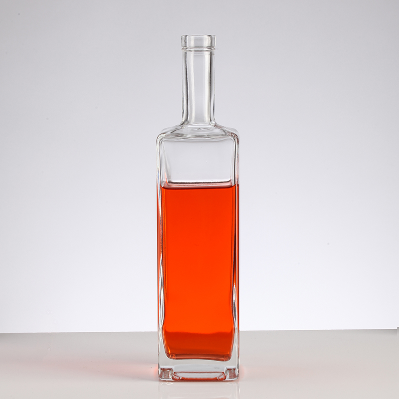 Transparent Square Glass Wine Bottles European Vodka Bottles 700mL Glass Collar SCREW CAP
