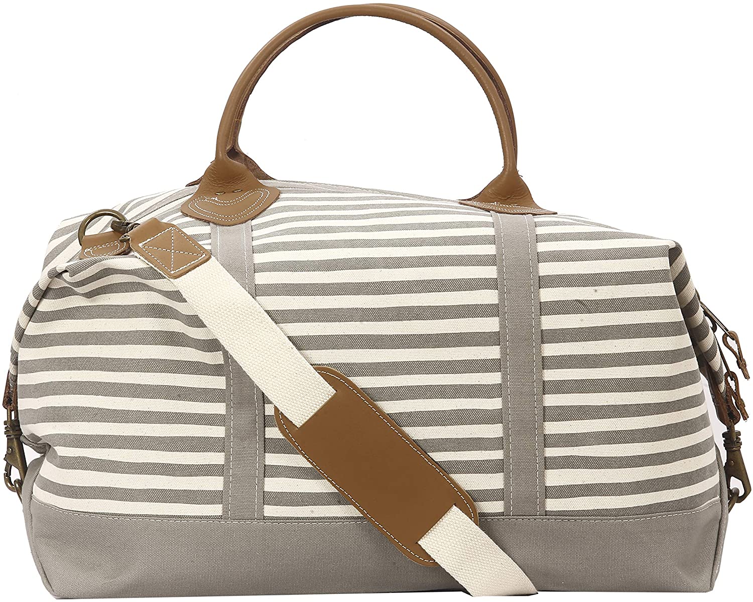 Adjustable Shoulder Strap Canvas Travel Duffle Bag Sturdy Leather Handle