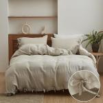 Solid Color 100% Linen Duvet Cover Set 3pcs Customizable Design