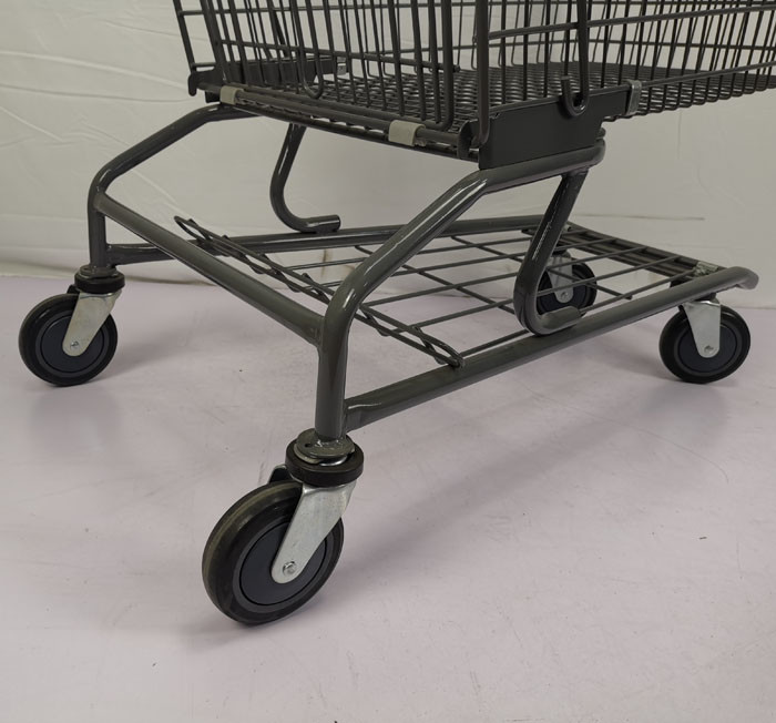 150L Grey Metal Shopping Trolley Zinc Powder Coating Steel Shopping Cart
