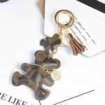 OEM Leather Teddy Bear Keychain , 65mm Cute Keychains For Women