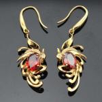 18k Rose Gold Plated 925 Silver Garnet Cubic Zircon Dangle Earrings(SE10015)