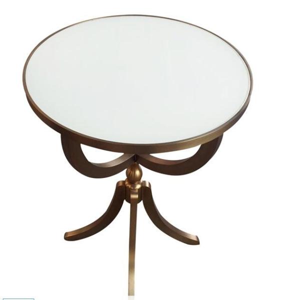 Buy cheap White Stone top with brass metal round side table/end table/coffee table for 5-star hotel bedroom from wholesalers