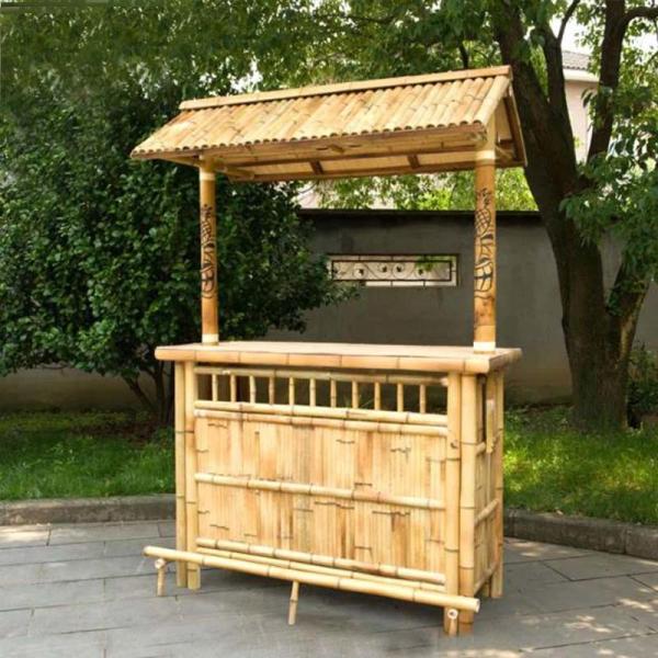 Buy cheap Commercial Outdoor Bamboo Tiki Bar Kits With Roof And Bottle Rack Drinking, Bamboo Chairs With Back Support from wholesalers