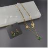 Buy cheap Newest Gold Color Stainless Steel Earring ,Necklace , Bracelet Sets With Green Stone For Lady from wholesalers