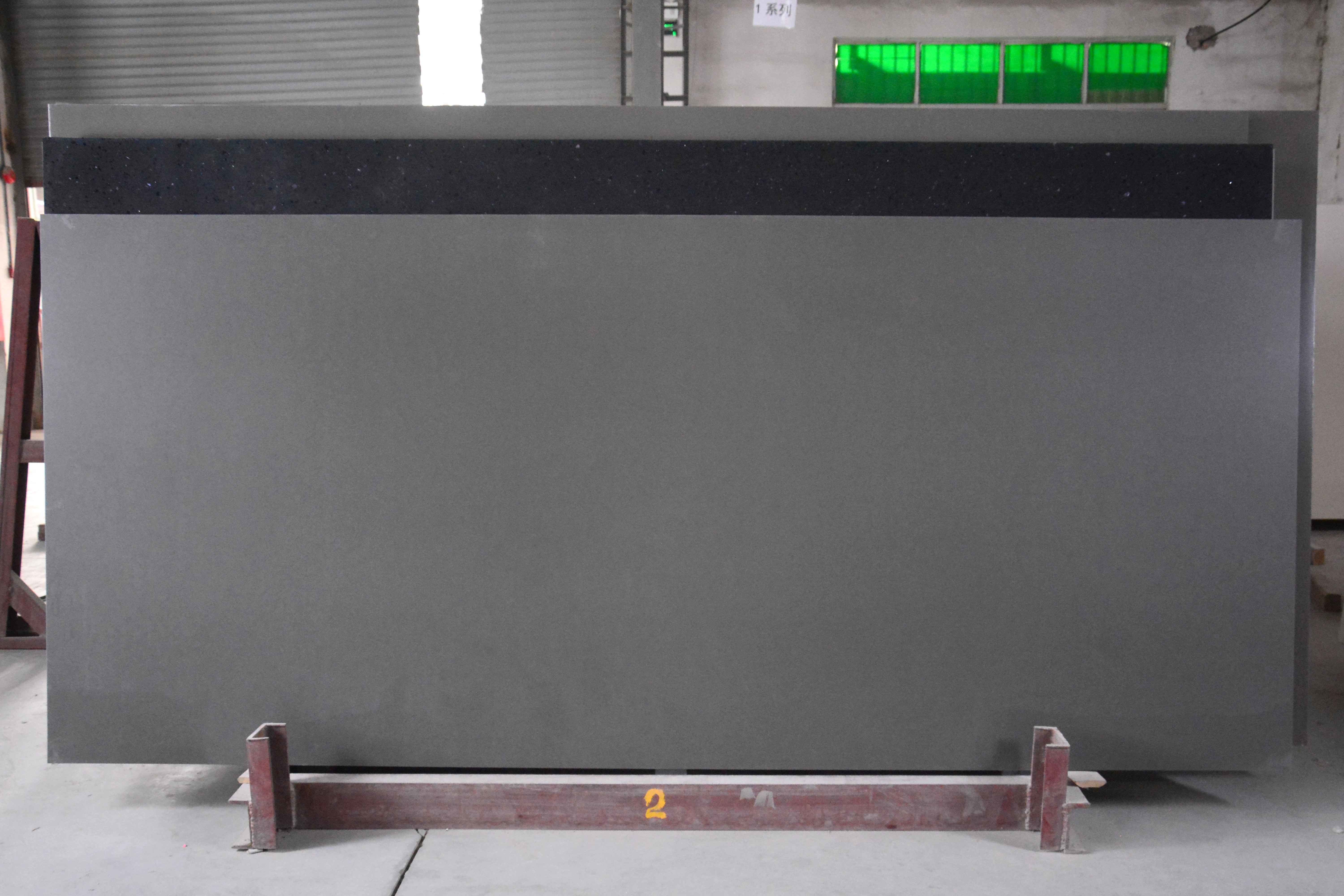 6.5mohz Hardness Artificial Quartz Stone Slabs Dark Grey Engineer 20MM Thickness