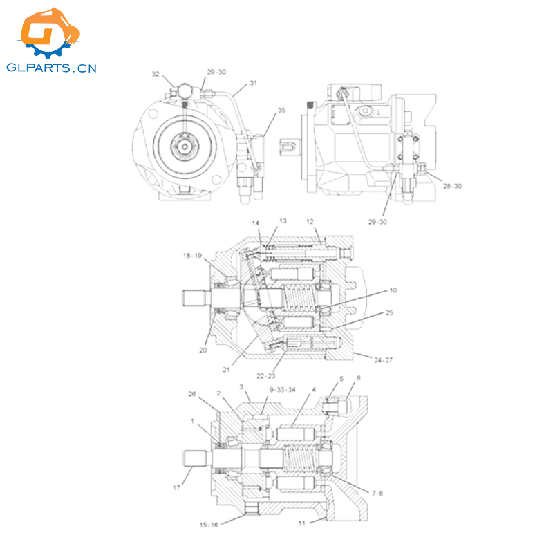 161-6634 1616634 Hydraulic Piston Pump For CAT 416C 426C 428C 436C 438C Backhoe Loader