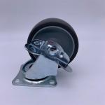 1.5 Inch Grey TPR Tread Plain Bearing Swivel Plate Caster with Brake