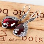Thai Sterling Silver Red Chalcedony Drop Retro Earrings (E170619RED)