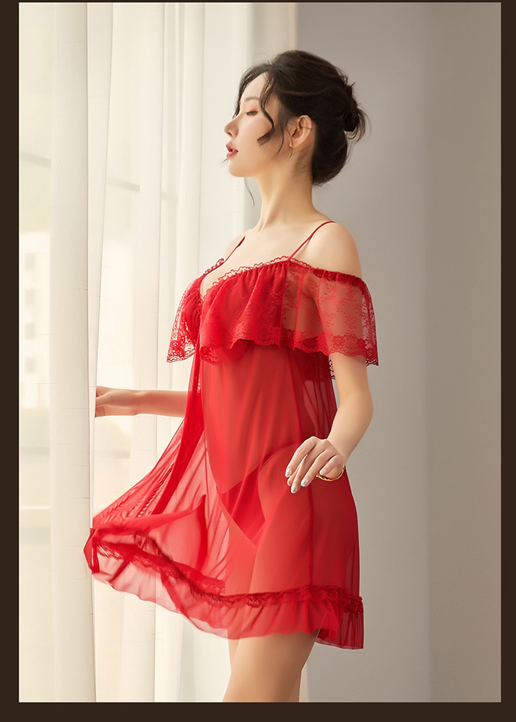Lace Thin Style Home Clothes Sexy Nightdress Plus Size Silky Lace Women Lingerie