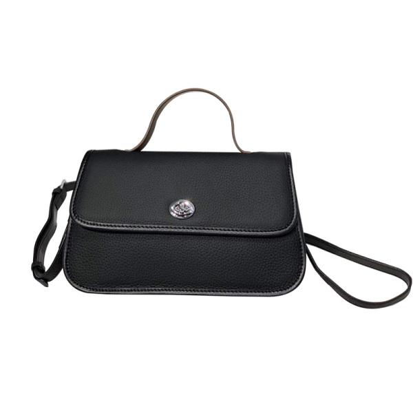 Buy cheap Black First Layer Cowhide Leather Handbags OEM ODM Women Shoulder Bags from wholesalers