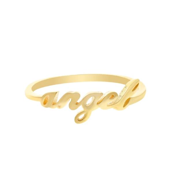 Buy cheap Solid Gold Angel Name Ring for Women Handmade Glitter 925 Sterling Silver Modern N/A from wholesalers