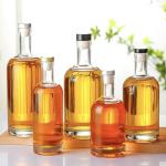 250ml Round Boston Glass Wine Bottle 8oz Vodka Bottle With Cork Lid