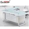Buy cheap Blue White Metal Feet Executive Glass Desk Polished Durable Surface from wholesalers