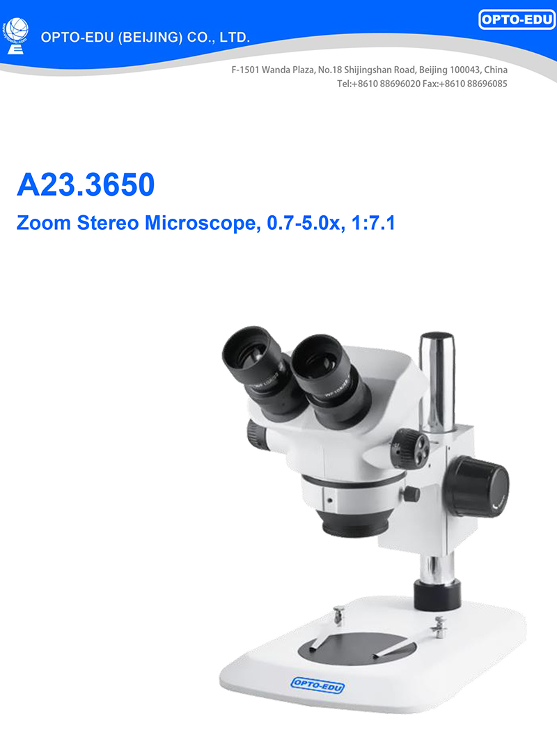 OPTO-EDU A23.3650 0.7-5.0x 1:7.1 Zoom Stereo Microscope