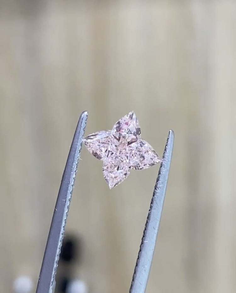 Man Made Lab Engineered Diamonds Four Leaf Clover Fancy Intense Pink Diamond
