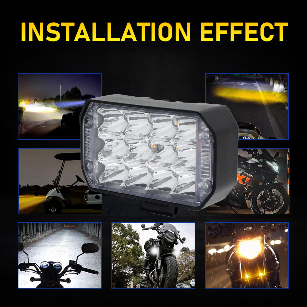 12 Beam 4 Inch White Yellow Flash LED Light For Motorcycle Accessories