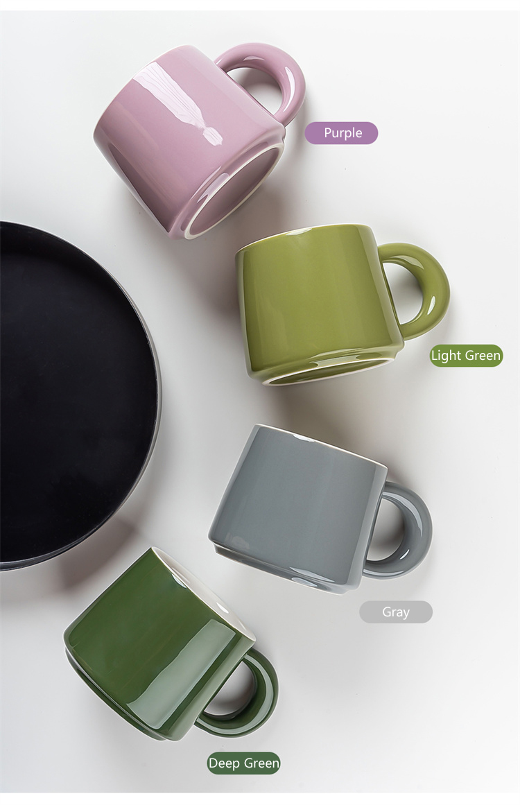 Personalised Handgrip Porcelain Milk Coffee Mug Nordic Gift Set Custom Pottery Mugs
